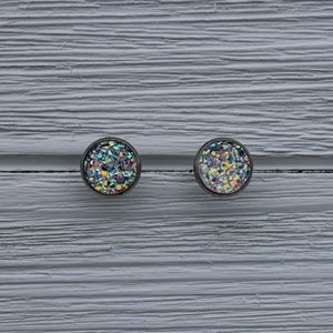 Confetti Druzy Geode stud earrings